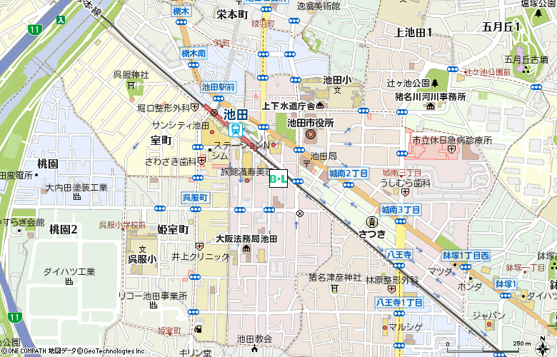 アイシティ池田付近の地図